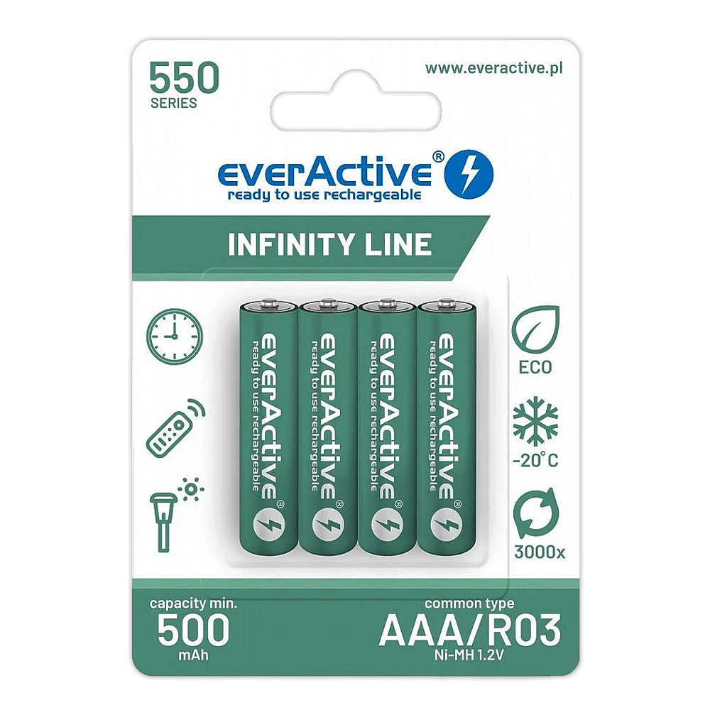 EVERACTIVE ΜΠΑΤΑΡΙΕΣ ΕΠΑΝΑΦΟΡΤΙΖΟΜΕΝΕΣ AAA/HR03 1.2V 550mAh Ni-MH INFINITY LINE 4/BLISTER