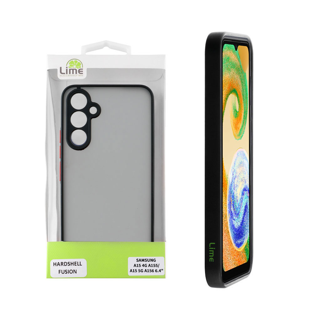 LIME ΘΗΚΗ SAMSUNG A15 4G A155/A15 5G A156 6.4" HARDSHELL FUSION FULL CAMERA PROTECTION BLACK WITH RED KEYS