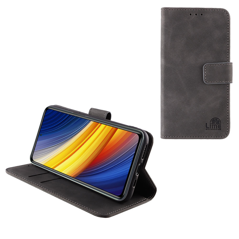 LIME ΘΗΚΗ XIAOMI POCO X3/POCO X3 PRO 6.67" ESSENTIAL MAGNET BOOK STAND CLIP GREY