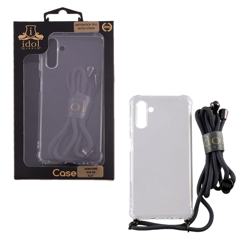 IDOL 1991 ΘΗΚΗ SAMSUNG S24 5G S921 6.2" ANTISHOCK AIR TPU WITH STRAP FULL CAMERA PROTECTION ΔΙΑΦΑΝΗ