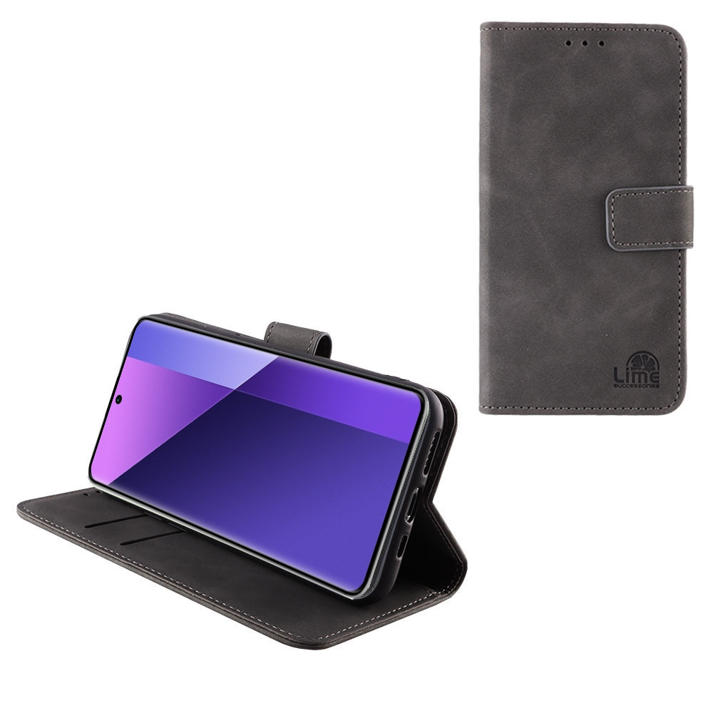 LIME ΘΗΚΗ XIAOMI REDMI NOTE 13 PRO PLUS 5G 6.67" ESSENTIAL MAGNET BOOK STAND CLIP GREY