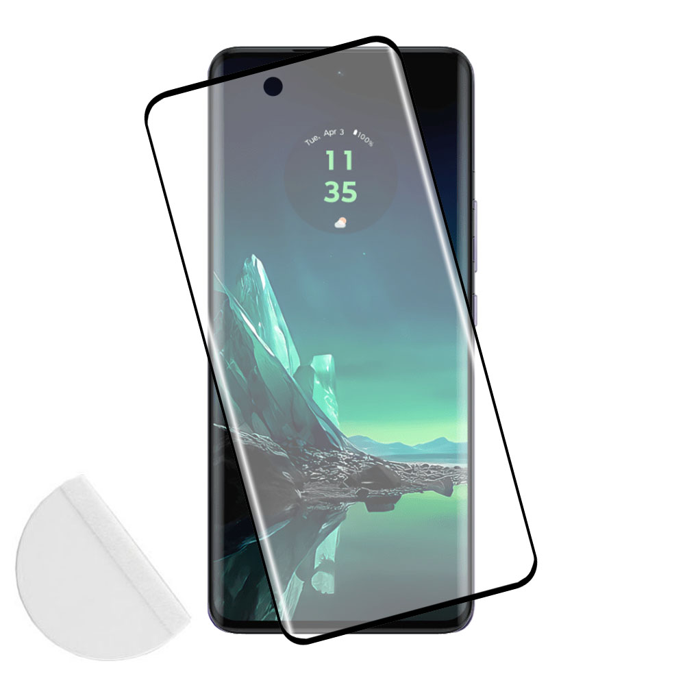 IDOL 1991 TEMPERED GLASS MOTOROLA EDGE 40 NEO 6.55" 9H 0.30mm 3D FULL GLUE SEMI CURVED FINGER UNLOCK BLACK + SQUEEZY CARD