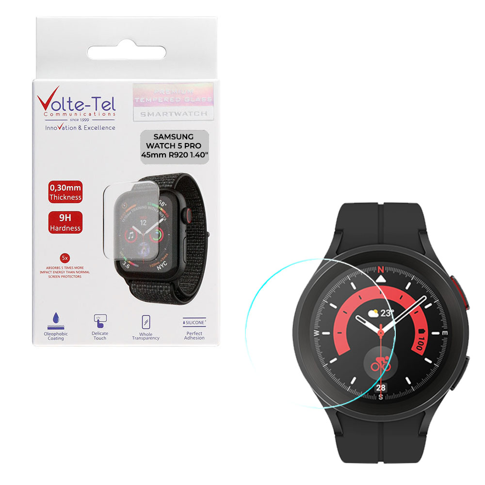 VOLTE-TEL TEMPERED GLASS SAMSUNG WATCH 5 PRO 45mm R920 1.4" 9H 0.30mm 2.5D FULL GLUE FULL COVER