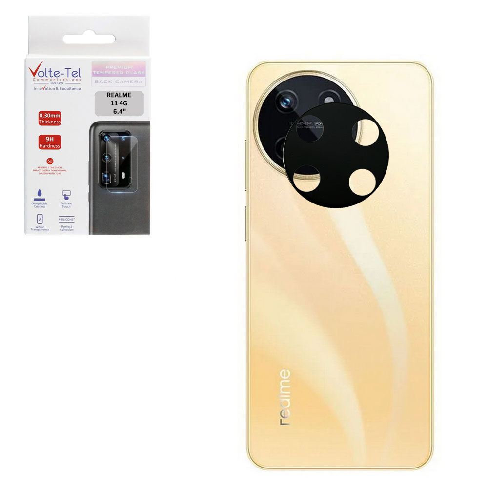 VOLTE-TEL TEMPERED GLASS REALME 11 4G 6.4" 9H 0.25mm 3D CURVED FOR CAMERA BLACK