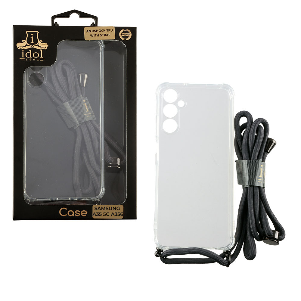 IDOL 1991 ΘΗΚΗ SAMSUNG A35 5G A356 6.6" ANTISHOCK AIR TPU WITH STRAP FULL CAMERA PROTECTION ΔΙΑΦΑΝΗ