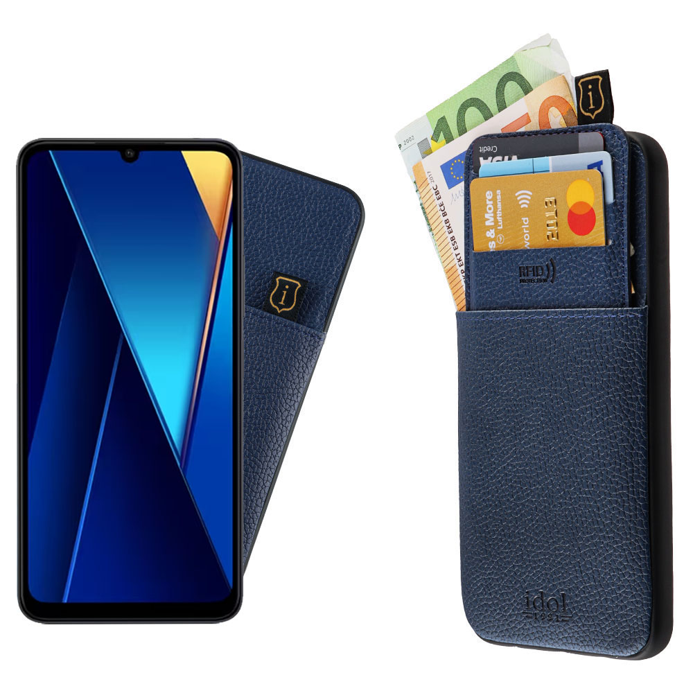 IDOL 1991 ΘΗΚΗ XIAOMI POCO C65/ POCO M6 5G 6,74" ANTI-RFID LEATHER SMART WALLET CAMERA GUARD BLUE