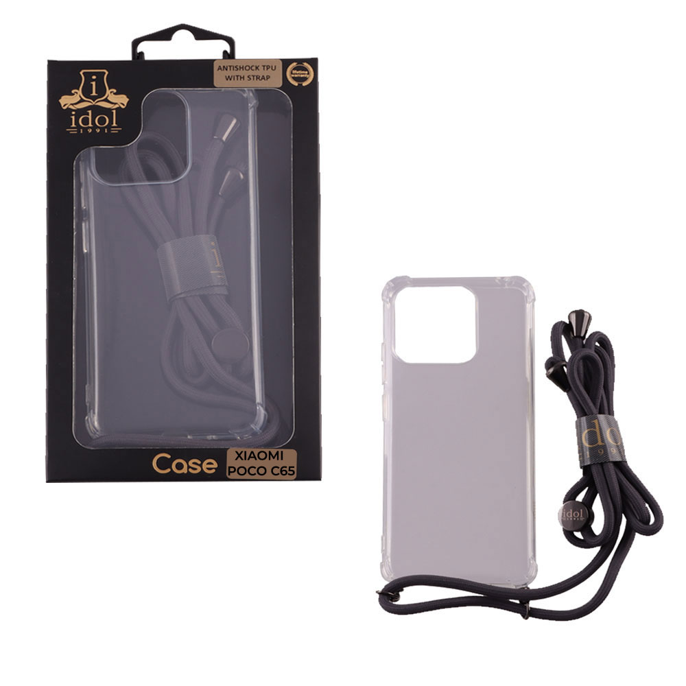 IDOL 1991 ΘΗΚΗ XIAOMI POCO C65 6.74" ANTISHOCK AIR TPU WITH STRAP FULL CAMERA PROTECTION ΔΙΑΦΑΝΗ
