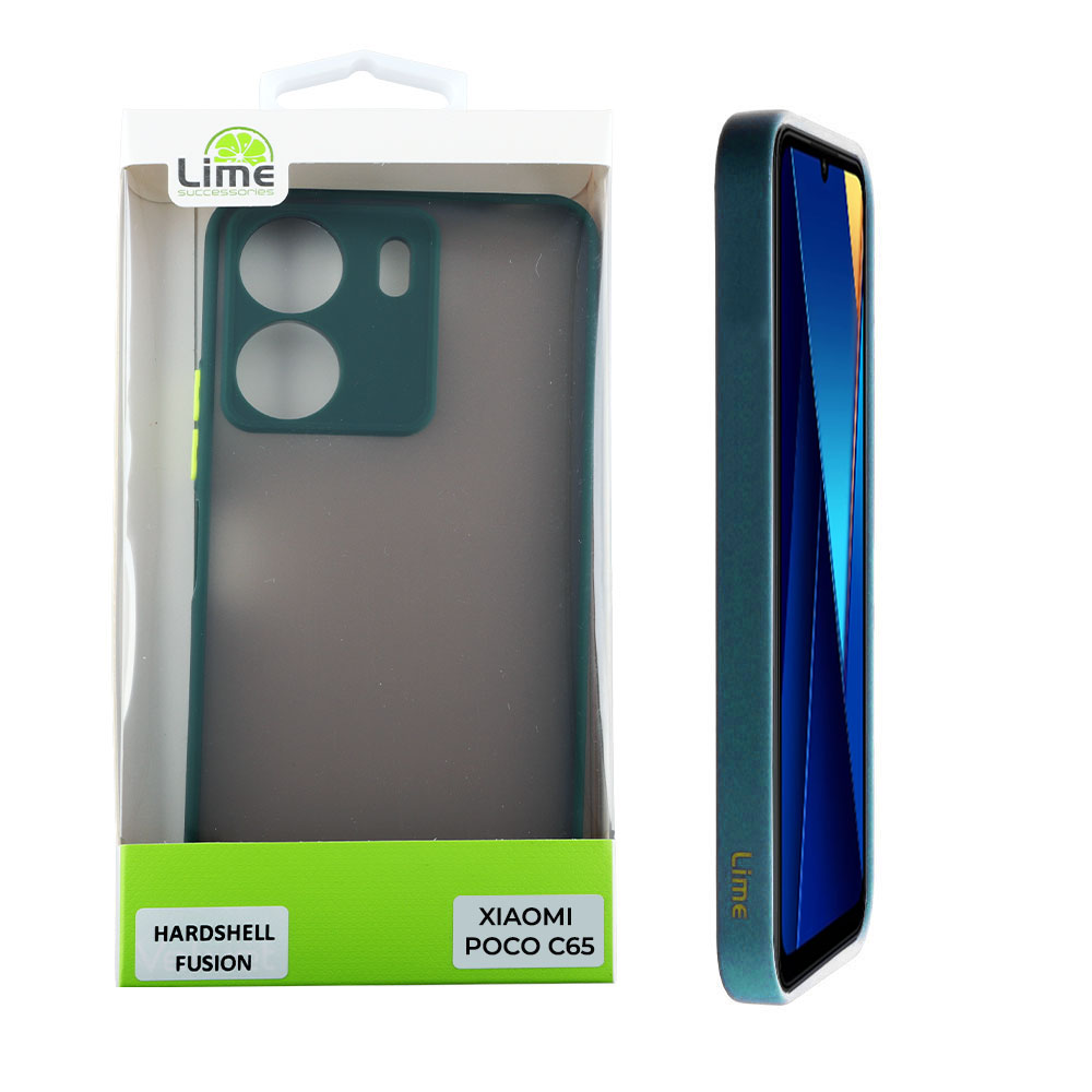 LIME ΘΗΚΗ XIAOMI POCO C65 6.74" HARDSHELL FUSION FULL CAMERA PROTECTION GREEN WITH YELLOW KEYS