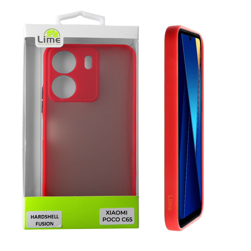 LIME ΘΗΚΗ XIAOMI POCO C65 6.74" HARDSHELL FUSION FULL CAMERA PROTECTION RED WITH BLACK KEYS