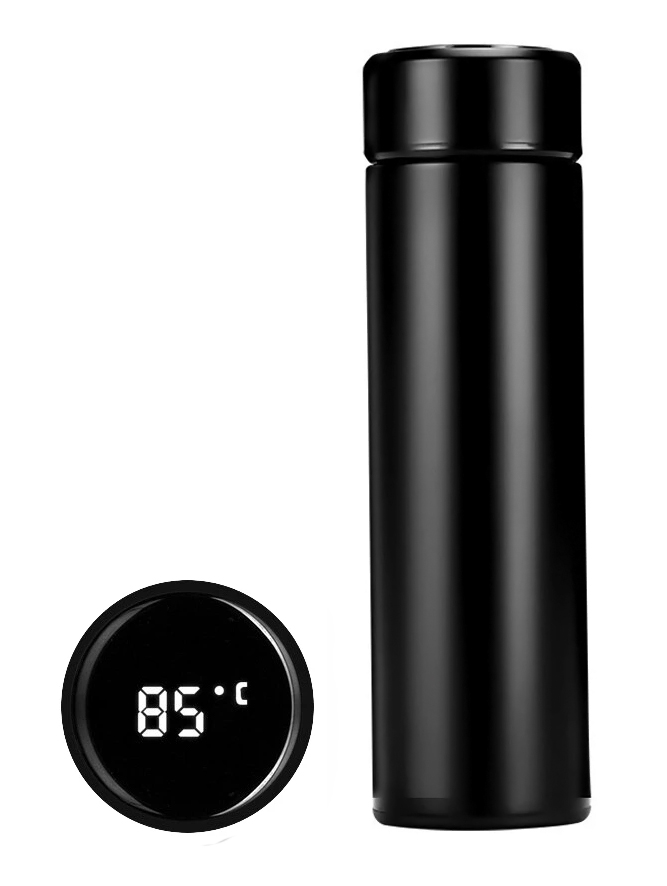 Θερμός AG285E με ένδειξη θερμοκρασίας, 500ml, μαύρος