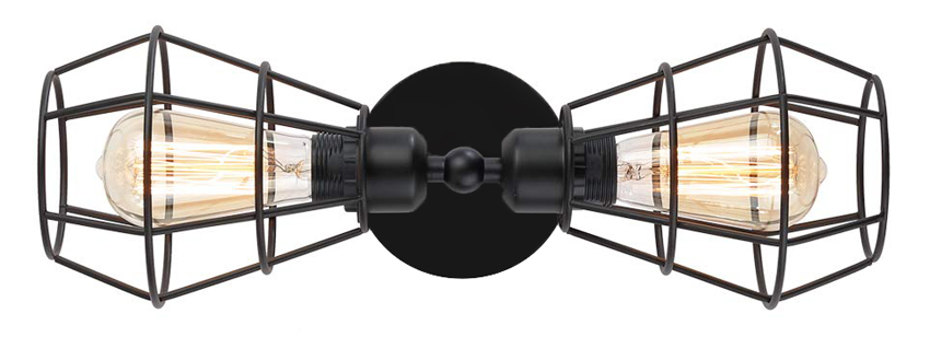 POWERTECH φωτιστικό τοίχου HLL-0058, 2x E27, Φ15, μεταλλικό, μαύρο