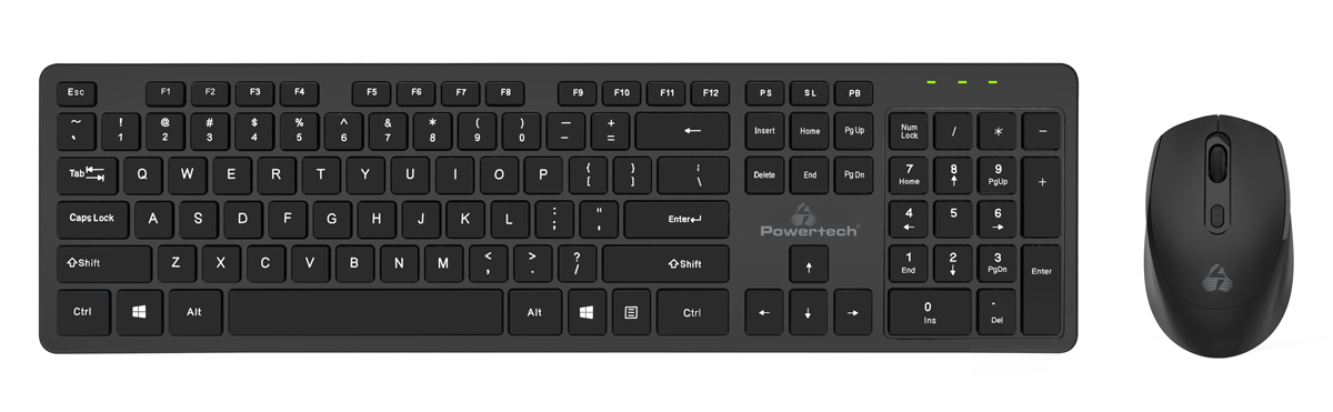 POWERTECH set ποντίκι & πληκτρολόγιο PT-1189, ασύρματο, 1600DPI, μαύρο