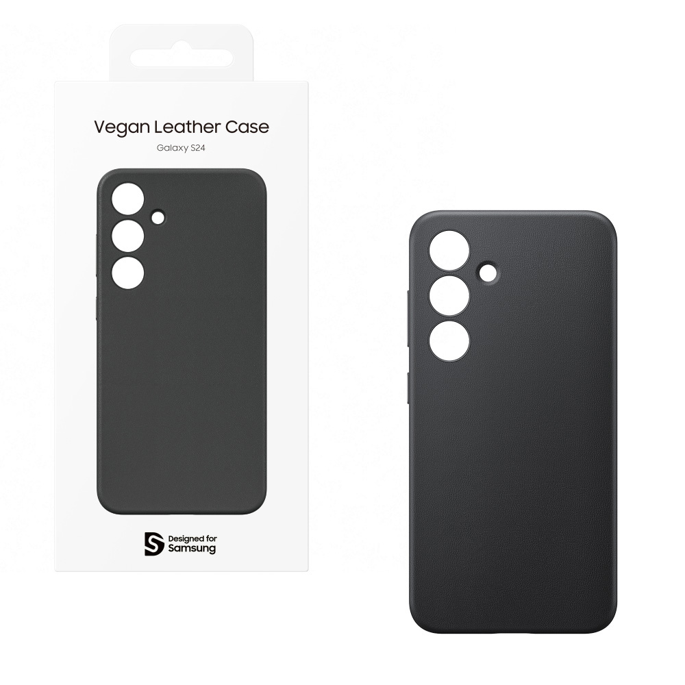 ΘΗΚΗ SAMSUNG S24 5G S921 VEGAN LEATHER CASE GP-FPS921HCABW BLACK PACKING OR