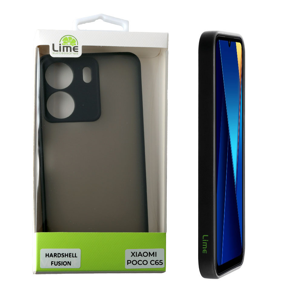 LIME ΘΗΚΗ XIAOMI POCO C65 6.74" HARDSHELL FUSION FULL CAMERA PROTECTION BLACK WITH RED KEYS