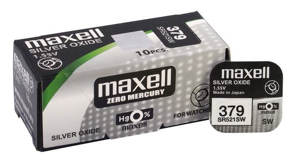 MAXELL Μπαταρία λιθίου για ρολόγια SR521SW, 1.55V, No379, 10τμχ