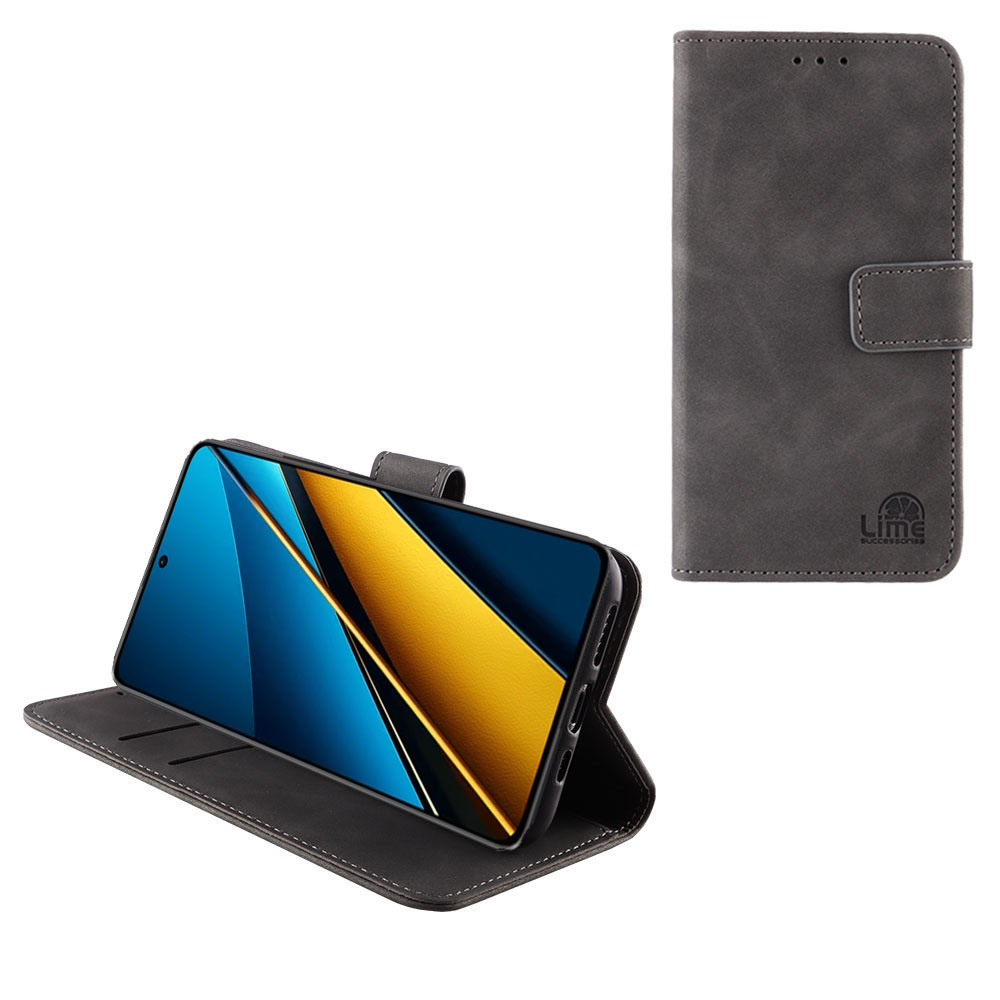 LIME ΘΗΚΗ XIAOMI POCO X6 5G 6.67" ESSENTIAL MAGNET BOOK STAND CLIP GREY