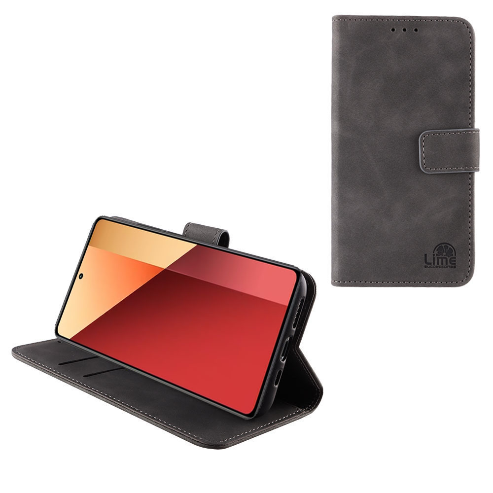 LIME ΘΗΚΗ XIAOMI REDMI NOTE 13 PRO 4G 6.67" ESSENTIAL MAGNET BOOK STAND CLIP GREY