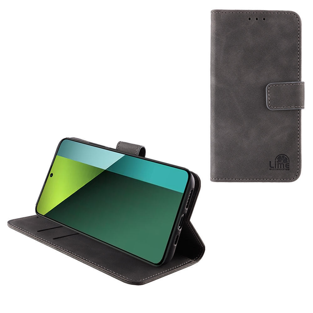 LIME ΘΗΚΗ XIAOMI REDMI NOTE 13 PRO 5G 6.67" ESSENTIAL MAGNET BOOK STAND CLIP GREY