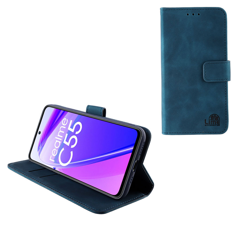 LIME ΘΗΚΗ REALME C55 6.72" ESSENTIAL MAGNET BOOK STAND CLIP DARK BLUE