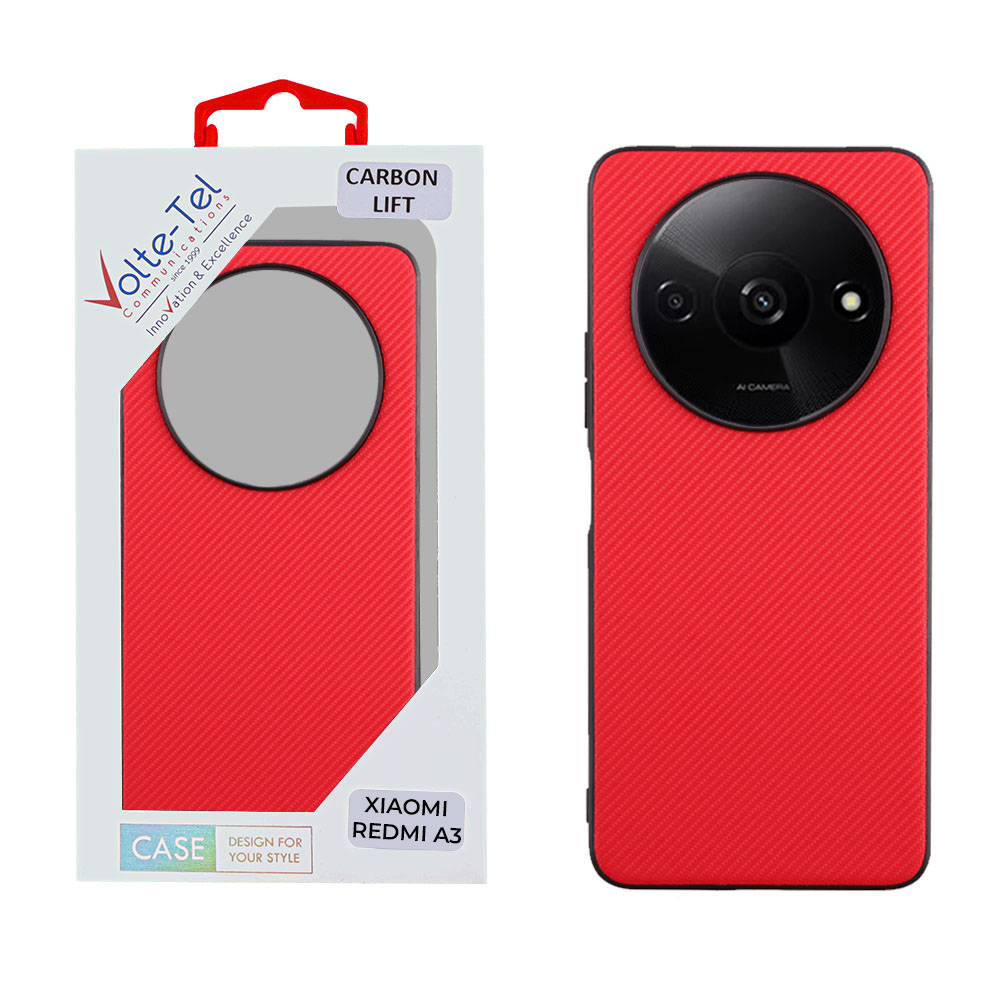 VOLTE-TEL ΘΗΚΗ XIAOMI REDMI A3 4G/A3X 4G 6.71" CARBON LIFT CAMERA GUARD PROTECTION RED