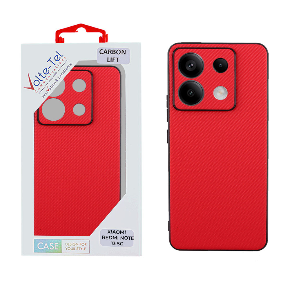 VOLTE-TEL ΘΗΚΗ XIAOMI REDMI NOTE 13 5G 6.67" CARBON LIFT FULL CAMERA PROTECTION RED