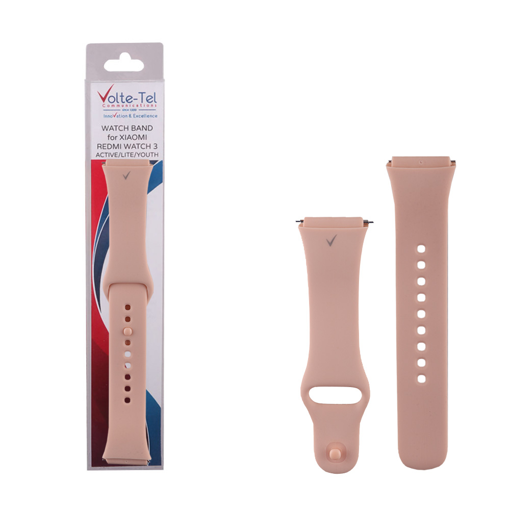 VOLTE-TEL ΛΟΥΡΑΚΙ ΡΟΛΟΓΙΟΥ ΣΙΛΙΚΟΝΗΣ XIAOMI REDMI WATCH 3 ACTIVE PINK VT128