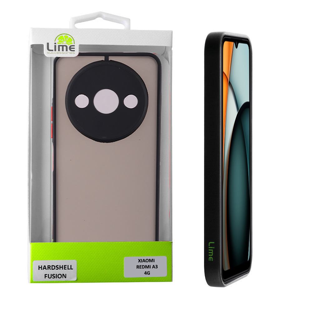 LIME ΘΗΚΗ XIAOMI REDMI A3 4G/A3X 4G 6.71" HARDSHELL FUSION FULL CAMERA PROTECTION BLACK WITH RED KEYS