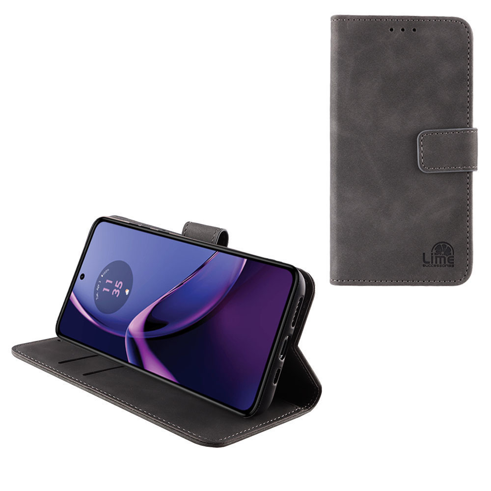 LIME ΘΗΚΗ MOTOROLA MOTO G84 5G 6.5" ESSENTIAL MAGNET BOOK STAND CLIP GREY