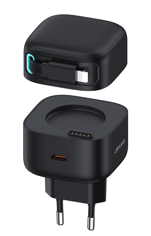 USAMS φορτιστής τοίχου US-CC209 καλώδιο Lightning, USB-C 35W GaN, μαύρος