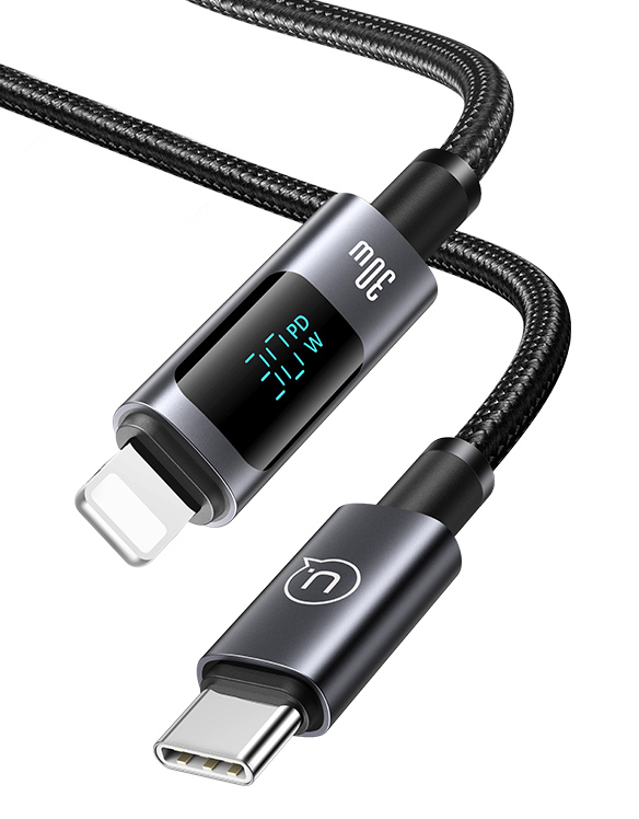 USAMS καλώδιο Lightning σε USB-C US-SJ672, 30W, 480Mbps, 1.2m, μαύρο