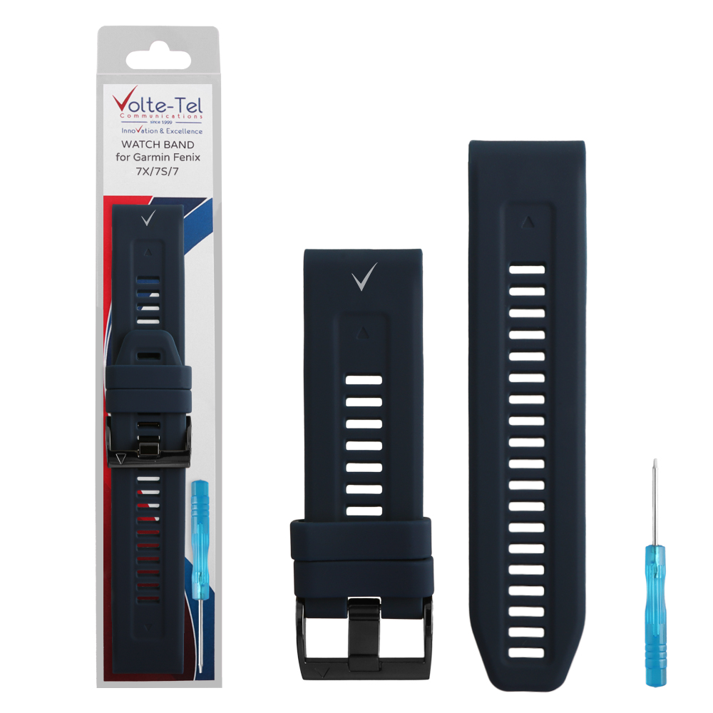 VOLTE-TEL VT135 ΛΟΥΡΑΚΙ ΡΟΛΟΓΙΟΥ ΣΙΛΙΚΟΝΗΣ GARMIN FENIX 7X/7S/7 26mm DARK BLUE  + ΚΑΤΣΑΒΙΔΙ