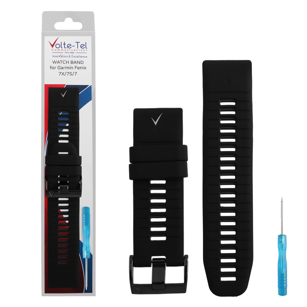 VOLTE-TEL ΛΟΥΡΑΚΙ ΡΟΛΟΓΙΟΥ ΣΙΛΙΚΟΝΗΣ SPORT GARMIN FENIX 7X/7S/7 26mm BLACK-BLACK VT136 + ΚΑΤΣΑΒΙΔΙ
