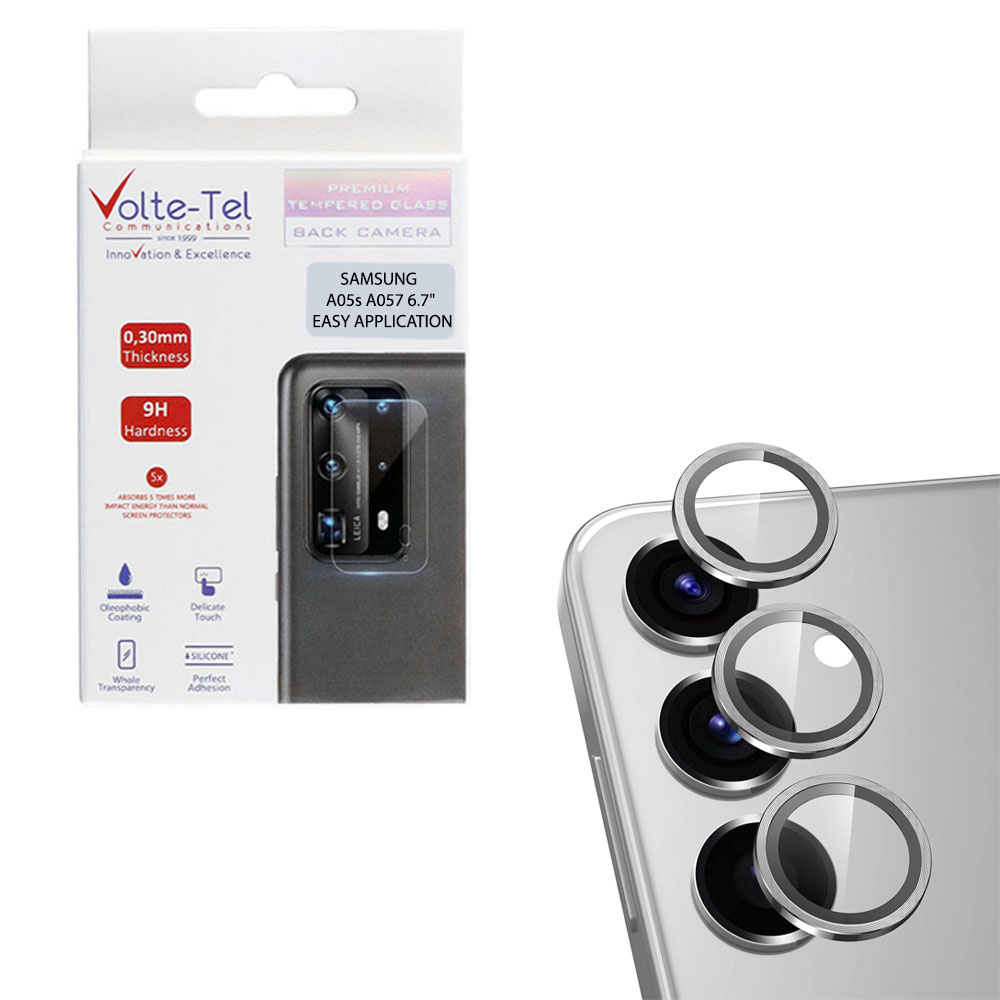 VOLTE-TEL CAMERA GLASS COVER SAMSUNG A05s 4G A057/F14 4G E145 6.7" 9H 0.30MM EASY APPLICATION SILVER