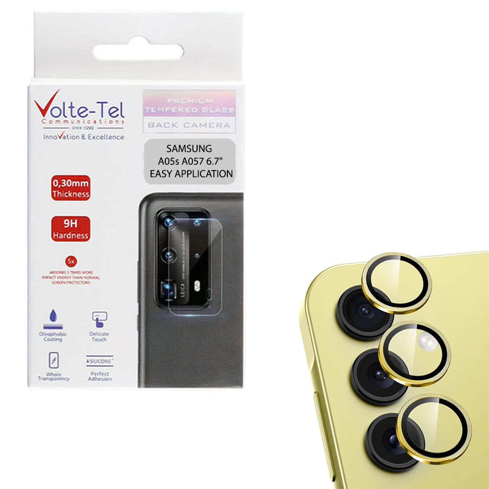 VOLTE-TEL CAMERA GLASS COVER SAMSUNG A05s 4G A057/F14 4G E145 6.7" 9H 0.30MM EASY APPLICATION GOLD