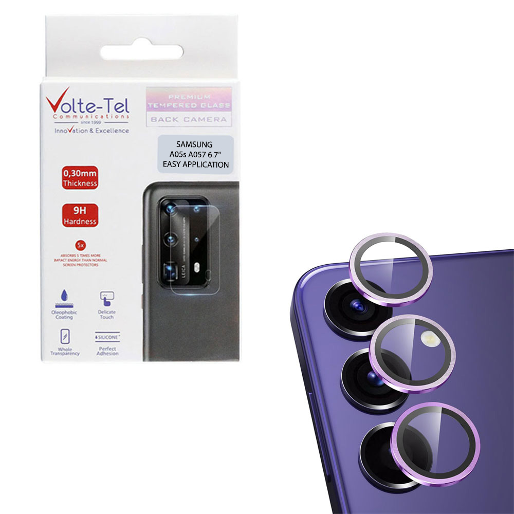 VOLTE-TEL CAMERA GLASS COVER SAMSUNG A05s 4G A057/F14 4G E145 6.7" 9H 0.30MM EASY APPLICATION PURPLE