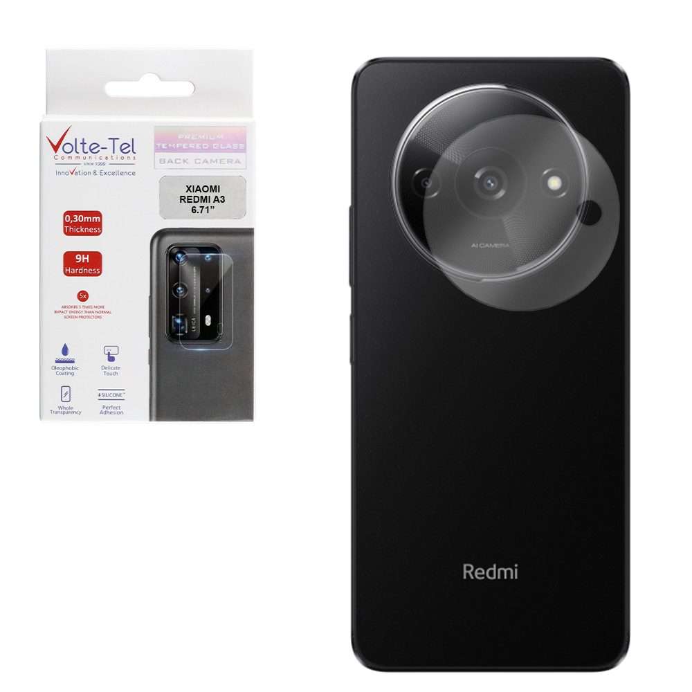 VOLTE-TEL TEMPERED GLASS XIAOMI REDMI A3 4G/A3X 4G 6.71" 9H 0.30mm FOR CAMERA