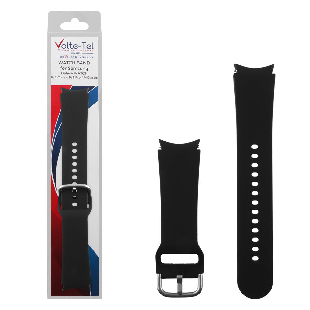 VOLTE-TEL VT112 ΛΟΥΡΑΚΙ ΡΟΛΟΓΙΟΥ ΣΙΛΙΚΟΝΗΣ SAMSUNG WATCH 6/6 CLASSIC/5/5 PRO/4/4 CLASSIC/3 BLACK