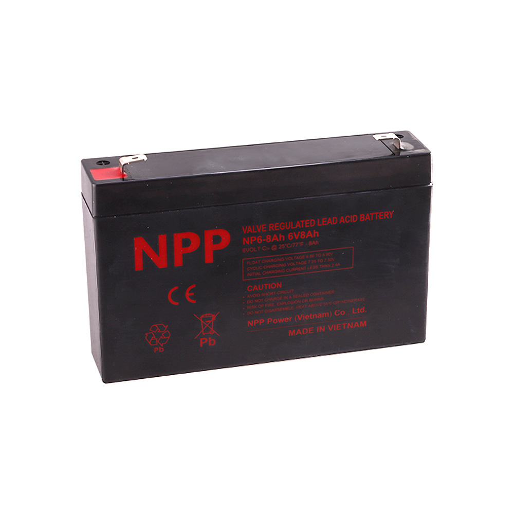 NPP ΜΠΑΤΑΡΙΕΣ ΜΟΛΥΒΔΟΥ 6V 8Ah (151X34X94) MK6-8NPP ΑΚΡΟΔΕΚΤΗΣ T2/F2 6,35mm