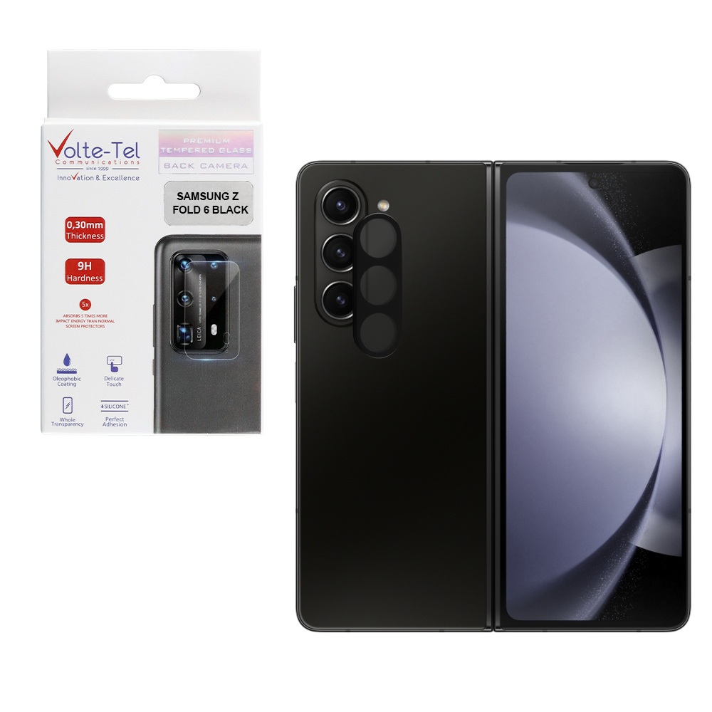 VOLTE-TEL TEMPERED GLASS SAMSUNG Z FOLD 6 5G F956 7.6" 9H 0.25mm 3D CURVED FOR CAMERA BLACK
