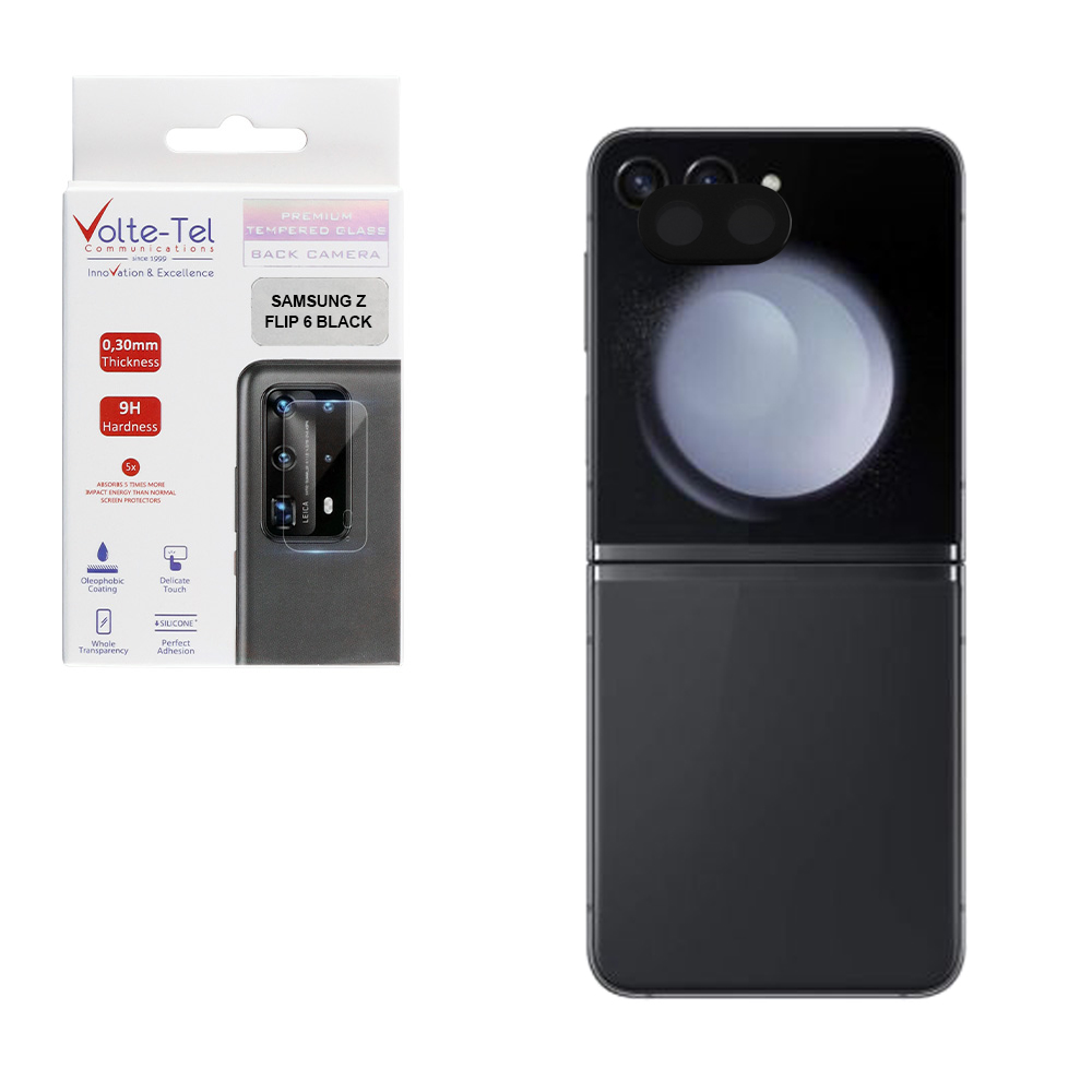 VOLTE-TEL TEMPERED GLASS SAMSUNG Z FLIP 6 5G F741 6.7" 9H 0.25mm 3D CURVED FOR CAMERA BLACK