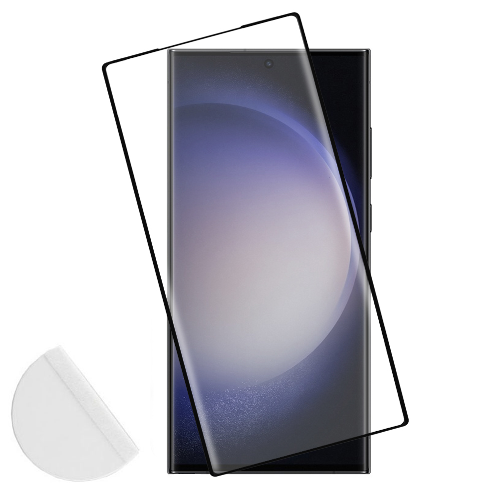 IDOL 1991 TEMPERED GLASS SAMSUNG S23 ULTRA 5G 6.8" 9H 0.30mm 3D FULL GLUE SEMI CURVED FINGER UNLOCK BLACK + SQUEEZY CARD