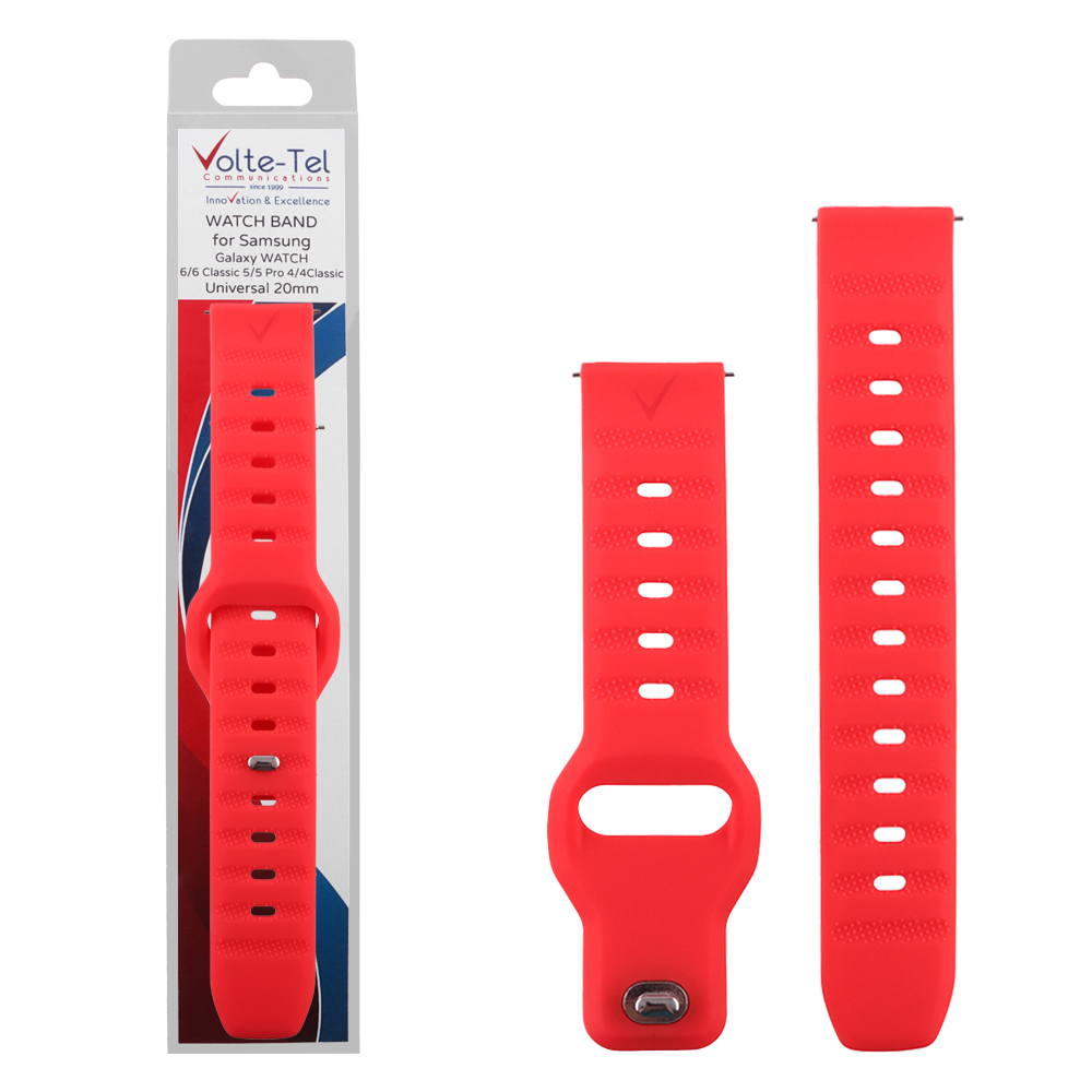 VOLTE-TEL ΛΟΥΡΑΚΙ ΡΟΛΟΓΙΟΥ ΣΙΛΙΚΟΝΗΣ RUGGED SPORT UNIVERSAL 20mm (SAMSUNG WATCH 6/5/4) RED VT116