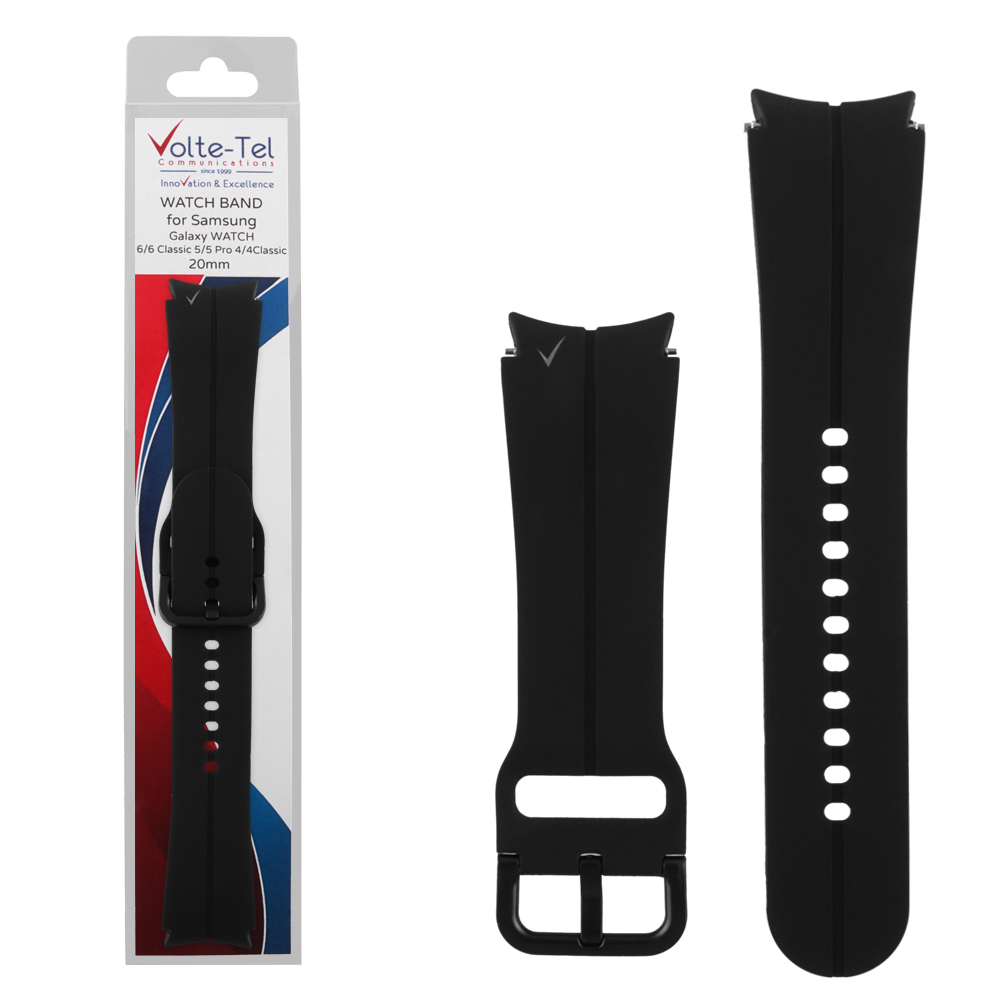VOLTE-TEL VT114 ΛΟΥΡΑΚΙ ΡΟΛΟΓΙΟΥ ΣΙΛΙΚΟΝΗΣ SAMSUNG WATCH 6/6 CLASSIC/5/5 PRO/4/4 CLASSIC/3 BLACK