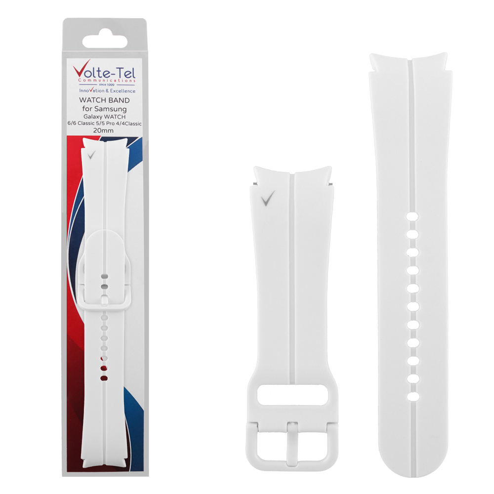 VOLTE-TEL VT114 ΛΟΥΡΑΚΙ ΡΟΛΟΓΙΟΥ ΣΙΛΙΚΟΝΗΣ SAMSUNG WATCH 6/6 CLASSIC/5/5 PRO/4/4 CLASSIC/3 WHITE