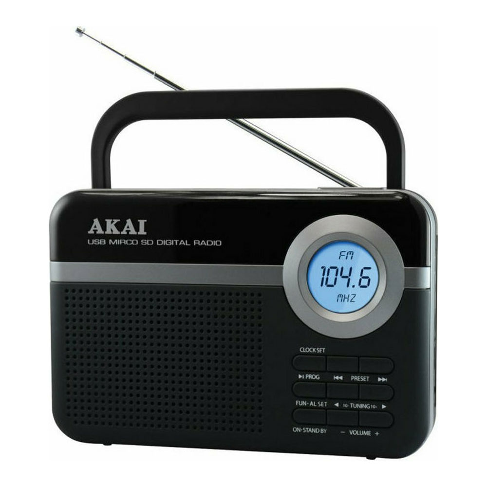 AKAI PR006A-471U ΦΟΡΗΤΟ ΨΗΦΙΑΚΟ ΡΑΔΙΟΦΩΝΟ ΜΠΑΤΑΡΙΑΣ - ΡΕΥΜΑΤΟΣ ΞΥΠΝΗΤΗΡΙ ΜΕ ΟΘΟΝΗ - ΘΥΡΑ USB ΚΑΙ ΚΑΡΤΑ SD ΜΑΥΡΟ