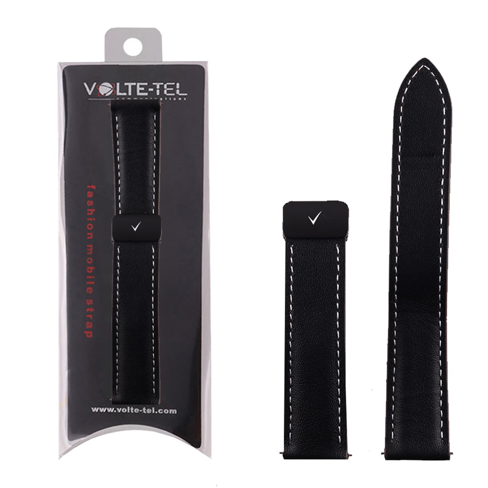 VOLTE-TEL ΛΟΥΡΑΚΙ ΡΟΛΟΓΙΟΥ ΔΕΡΜΑΤΙΝΟ UNIVERSAL 20mm (SAMSUNG WATCH 6/5/4) BLACK