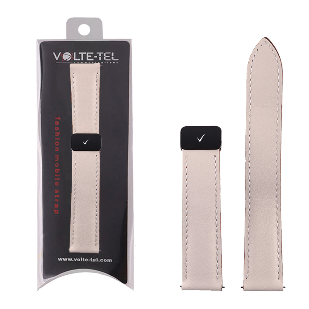 VOLTE-TEL ΛΟΥΡΑΚΙ ΡΟΛΟΓΙΟΥ ΔΕΡΜΑΤΙΝΟ UNIVERSAL 20mm (SAMSUNG WATCH 6/5/4) WHITE