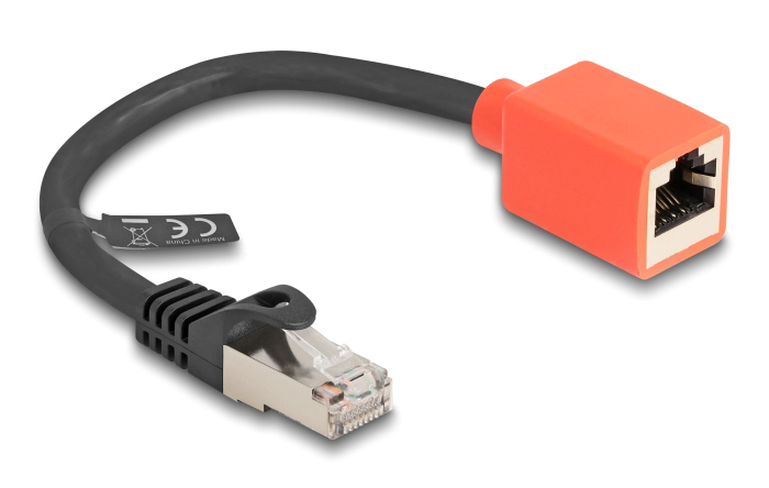 DELOCK αντάπτορας RJ45 88197, CAT 6A S/FTP, 20cm, μαύρος
