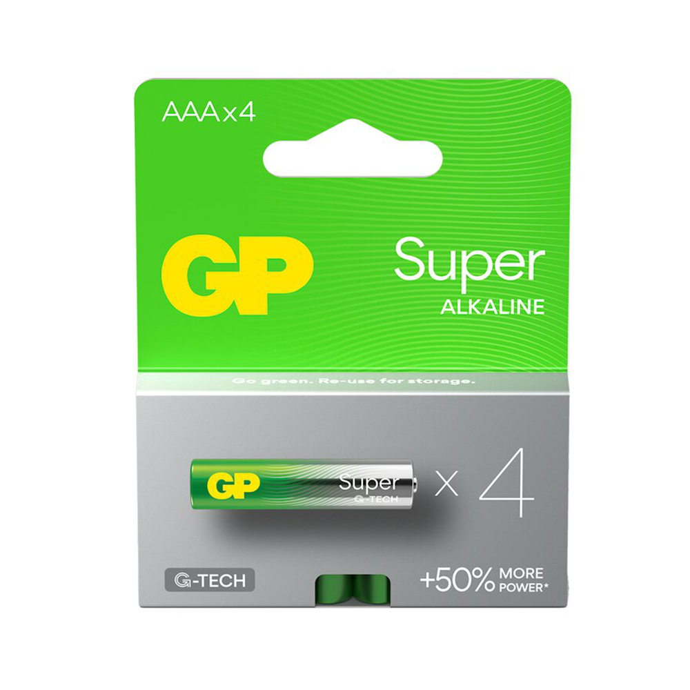 GP ΑΛΚΑΛΙΚΕΣ ΜΠΑΤΑΡΙΕΣ LR03/SIZE AAA 1.5V SUPER ALKALINE G-TECH +50% MORE POWER 4/BLISTER