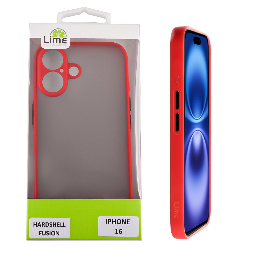 LIME ΘΗΚΗ IPHONE 16 6.1" HARDSHELL FUSION FULL CAMERA PROTECTION RED WITH BLACK KEYS